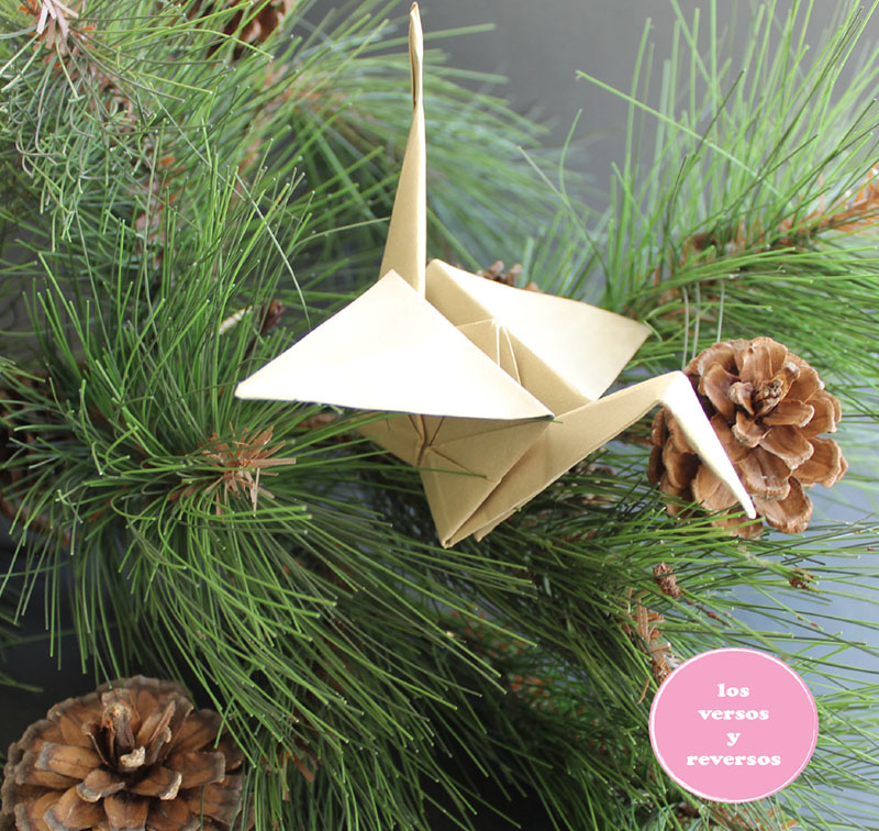Grullas de origami decorar arbol de Navidad